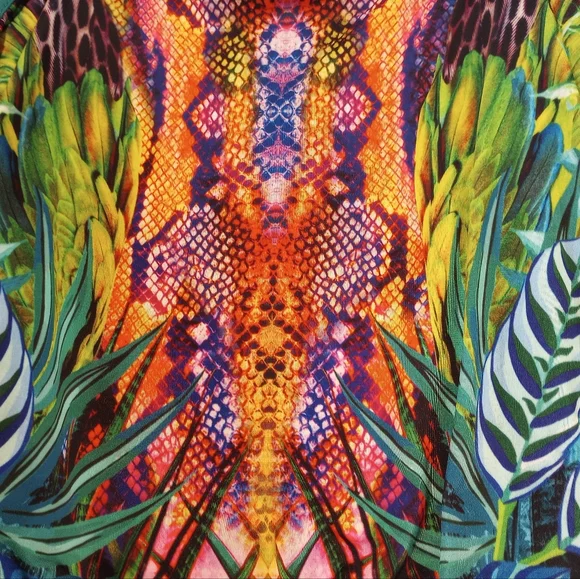 Multi Colored Snake Print Off Shoulder Crop Top SZ XL by Venus - Picture 3 of 11